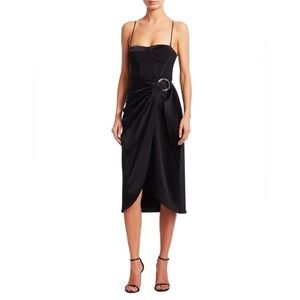 JONATHAN SIMKHAI CREPE SATIN BUSTIER WRAP DRESS
